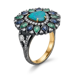 India gem ring opaal saffier smaragd