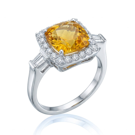 witgouden ring met citrien en briljanten