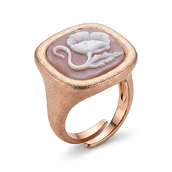 Rosé matte ring met bloem camee Diluca