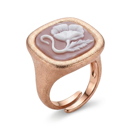 Rosé matte ring met bloem camee Diluca