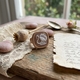 Rosé matte ring met bloem camee Diluca