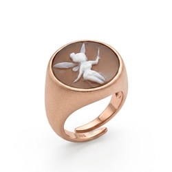 Gematteerd roséverguld zilver ring Camee Tinkerbel Diluca