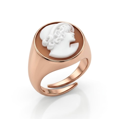 Diluca rosé verguld zilveren ring camee vrouw