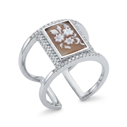 Zilveren ring camee met zirkonia Diluca
