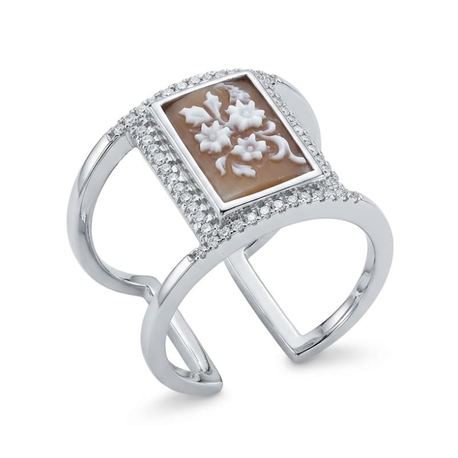 Zilveren ring camee met zirkonia Diluca