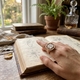 Diluca ring rosé mat zilver camee bloem