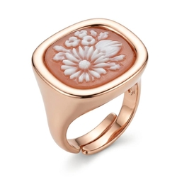 Rosévergulde ring camee bloemen Diluca