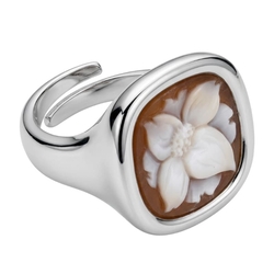 Zilveren ring schelpcamee bloem diluca