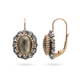 Verguld zilver oorbellen grijs cat eye strass