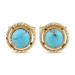 Vintage gouden oorstekers met turkoois