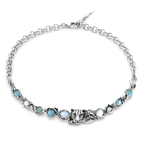 Giovanni Raspini zilveren blue jaguar collier