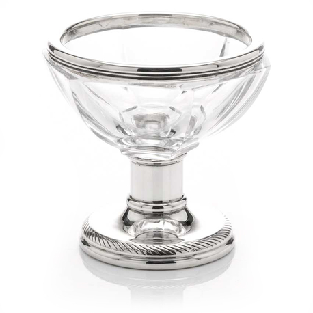 Antieke zoutvat zilver met kristal uit 1824