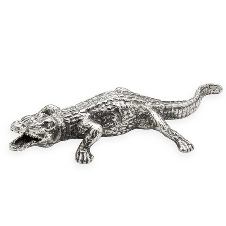 Zilveren krokodil, vintage sculpture