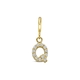 Amulett 9k slotbedel met zirkonia letter Q