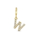 Amulett 9k slotbedel met zirkonia letter W