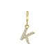 Amulett 9k slotbedel met zirkonia letter K