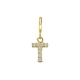 Amulett 9k slotbedel met zirkonia letter T
