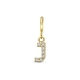 Amulett 9k slotbedel met zirkonia letter J