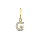 Amulett 9k slotbedel met zirkonia letter G