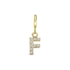 Amulett 9k slotbedel met zirkonia letter F