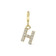 Amulett 9k slotbedel met zirkonia letter H