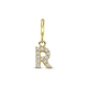 Amulett 9k slotbedel met zirkonia letter R