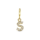Amulett 9k slotbedel met zirkonia letter S