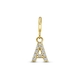 Amulett 9k slotbedel met zirkonia letter A