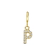 Amulett 9k slotbedel met zirkonia letter P