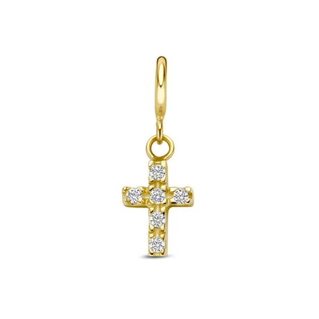 9k bedel kruisje met slotje voor ketting en armband Amulett
