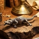 Zilveren krokodil, vintage sculpture