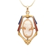 Vintage gouden camee hanger met emaille rood en blauw