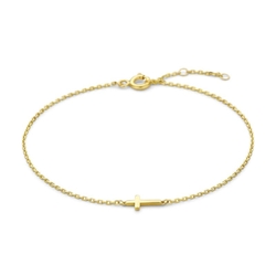 Geelgouden armbandje met kruis draaglengte 16,5-18,5 cm