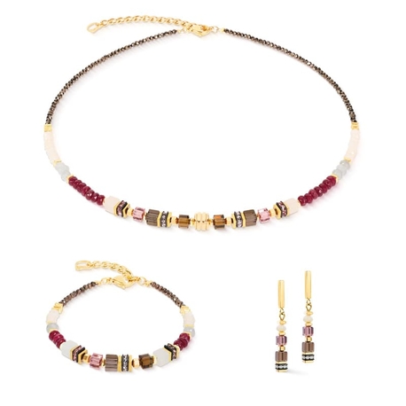 COEUR de LION 3041-0310 set GeoCUBE® Precious Grace Necklace Rose Smoke