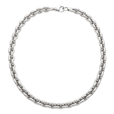 Vintage zilveren collier brede schakel