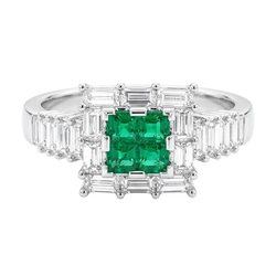 Witgouden ring smaragd diamant