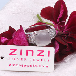 Zilveren ring witte cat eye en zirconia ZINZI ZIR667