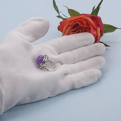 Zilveren ring met paars jade en markasietjes