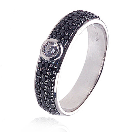 Zilveren ring zwart zirconia ZIR765 Zinzi