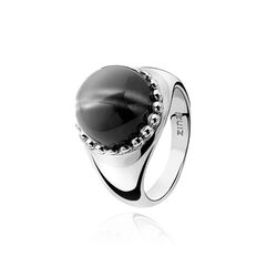 Zilveren ring zwart cat eye ZINZI ZIR792z