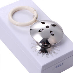 Bijtring met zilveren rammelaar bloem ajour