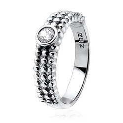 Zilveren ring parelrand met wit zirconia zir798