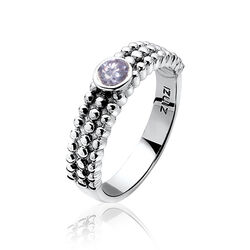 Zilveren ring met bolletjes en paars zirconia ZInzi ZIR800