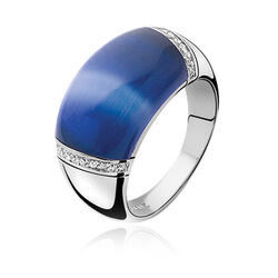 Zilveren ring blauw cat eye zinzi zir794b3