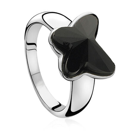 Zilveren ring met zwart vlindertje ZINZI ZIR717z