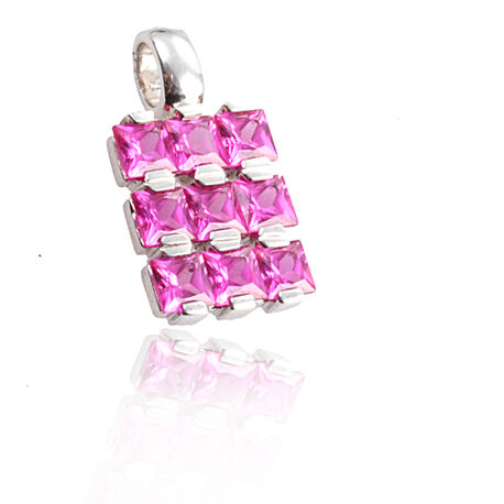 Zilver hangertje roze zirconia