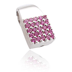 Zilveren hanger 16 roze zirconia's
