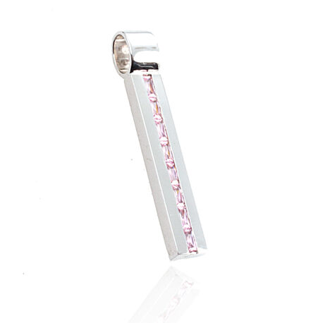 Zilveren hanger met roze zirconia