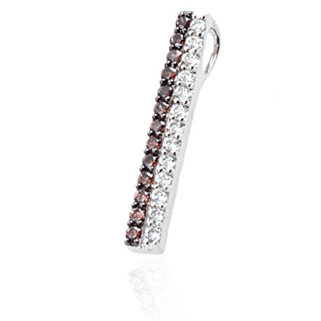 Zilveren hanger met bruin en wit zirconia