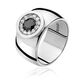 Gladde brede ring met zwart zirkonia ZIR796 Zinzi
